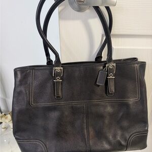 Coach Black Leather Tote Bag